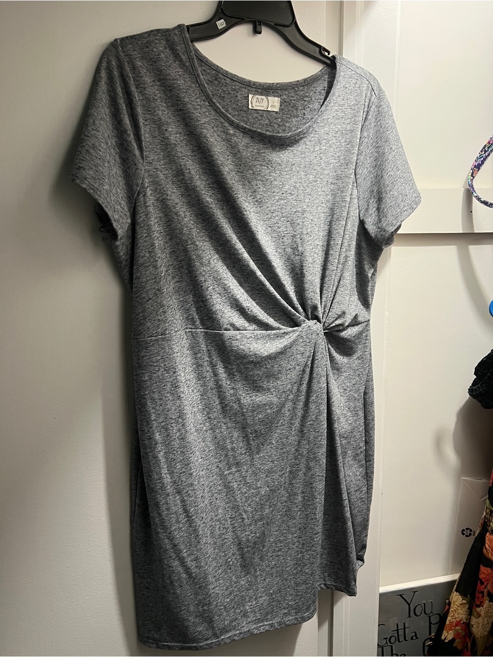 Maurices Gray Twist-Front Short Sleeve Maxi Dress